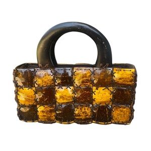 Coconut Shell Purse Patchwork Style Handbag Natural‎ Boho Chic